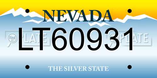LT60931 Nevada License Plate