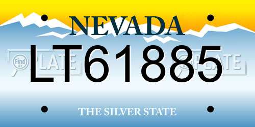 LT61885 Nevada License Plate