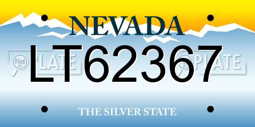 LT62367 Nevada License Plate