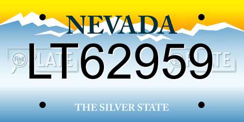 LT62959 Nevada License Plate