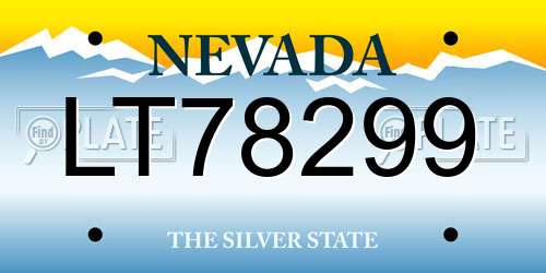 LT78299 Nevada License Plate