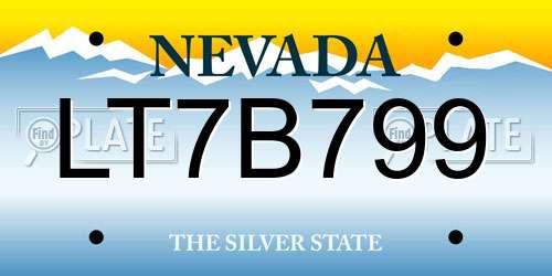 LT7B799 Nevada License Plate