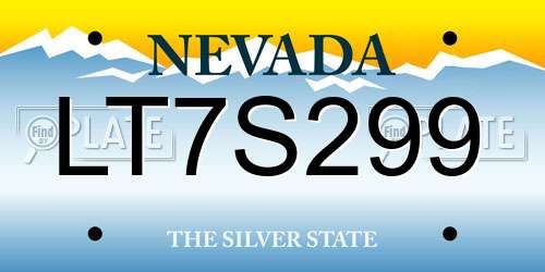 LT7S299 Nevada License Plate