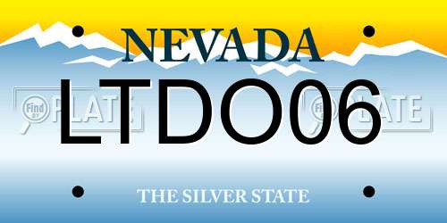 LTDO06 Nevada License Plate