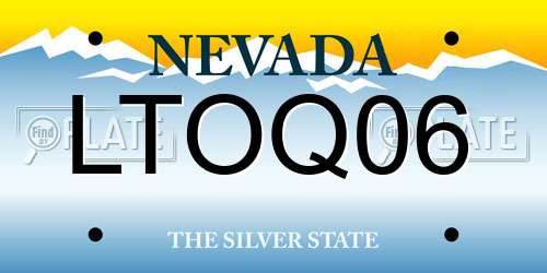 LTOQ06 Nevada License Plate