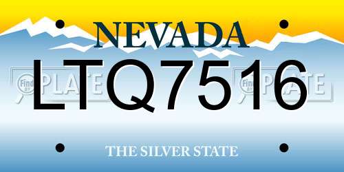 LTQ7516 Nevada License Plate