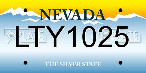 LTY1025 Nevada License Plate