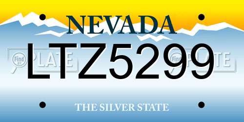 LTZ5299 Nevada License Plate