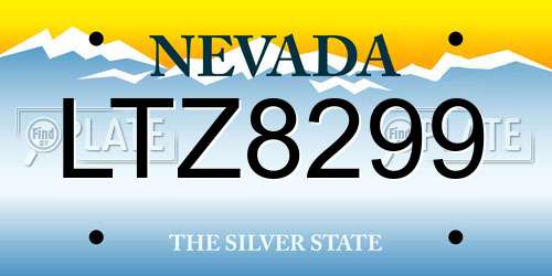 LTZ8299 Nevada License Plate