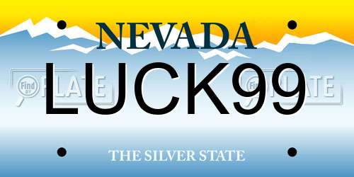 LUCK99 Nevada License Plate