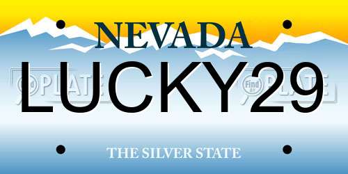 LUCKY29 Nevada License Plate