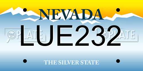 LUE232 Nevada License Plate