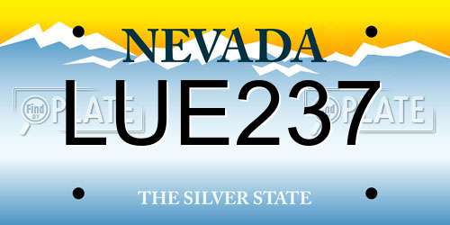 LUE237 Nevada License Plate
