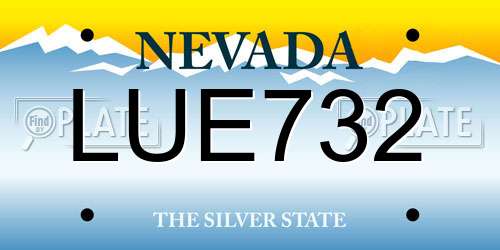LUE732 Nevada License Plate