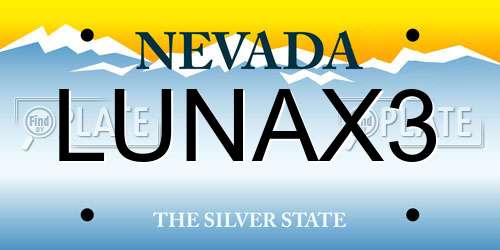 LUNAX3 Nevada License Plate
