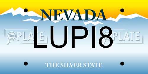 LUPI8 Nevada License Plate