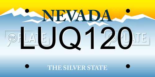 LUQ120 Nevada License Plate