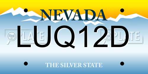 LUQ12D Nevada License Plate