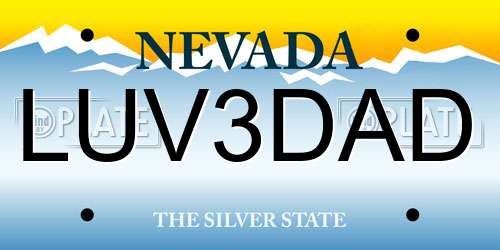 LUV3DAD Nevada License Plate