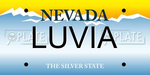 LUVIA Nevada License Plate