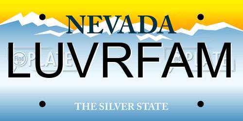 LUVRFAM Nevada License Plate