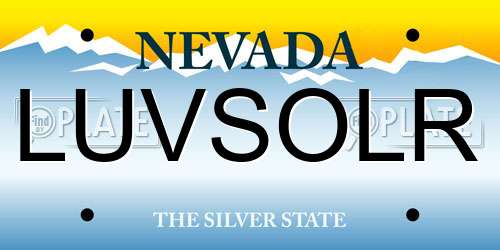 LUVSOLR Nevada License Plate