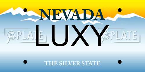 LUXY Nevada License Plate