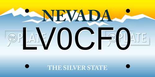 LV0CF0 Nevada License Plate