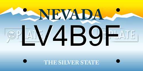 LV4B9F Nevada License Plate