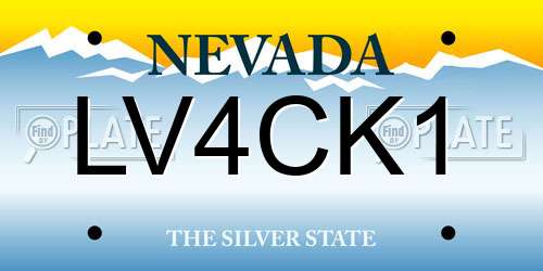 LV4CK1 Nevada License Plate