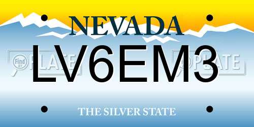 LV6EM3 Nevada License Plate