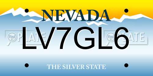 LV7GL6 Nevada License Plate