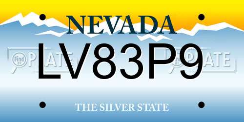 LV83P9 Nevada License Plate