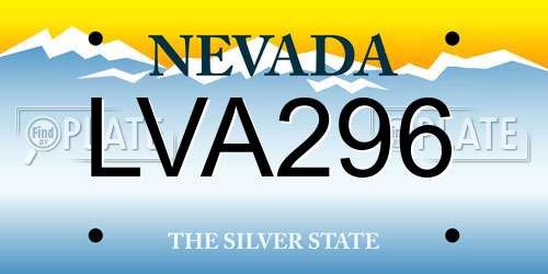 LVA296 Nevada License Plate