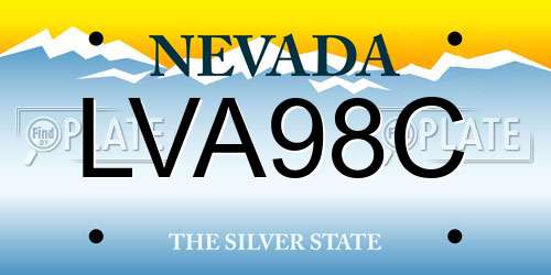 LVA98C Nevada License Plate