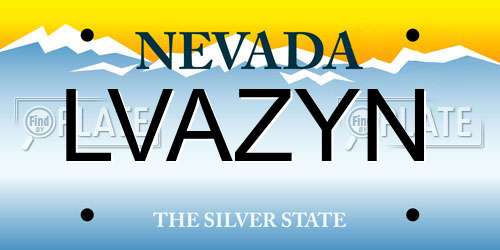 LVAZYN Nevada License Plate