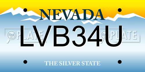 LVB34U Nevada License Plate