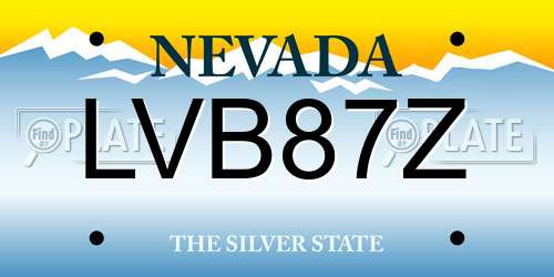 LVB87Z Nevada License Plate