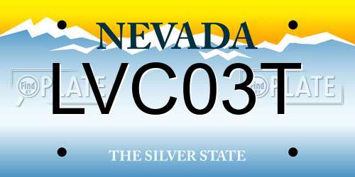 LVC03T Nevada License Plate