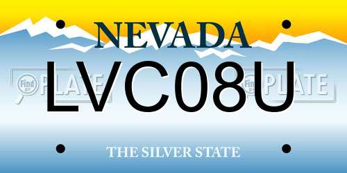 LVC08U Nevada License Plate