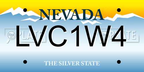 LVC1W4 Nevada License Plate