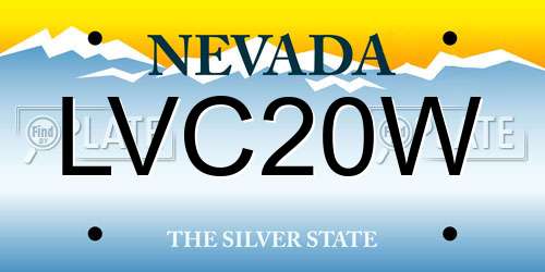 LVC20W Nevada License Plate