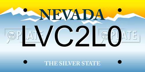 LVC2L0 Nevada License Plate