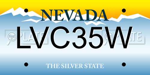 LVC35W Nevada License Plate