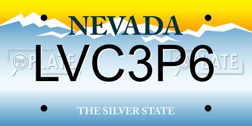 LVC3P6 Nevada License Plate