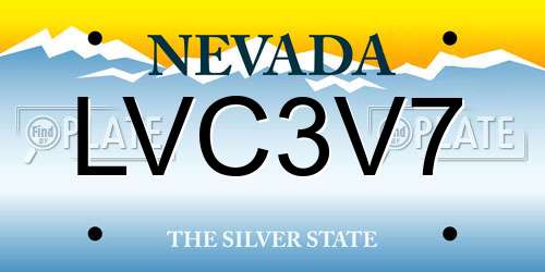 LVC3V7 Nevada License Plate
