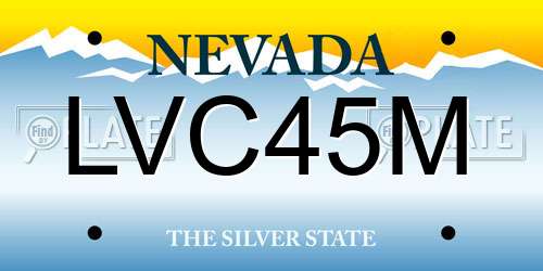LVC45M Nevada License Plate