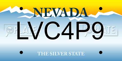 LVC4P9 Nevada License Plate