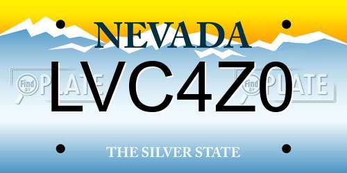 LVC4Z0 Nevada License Plate