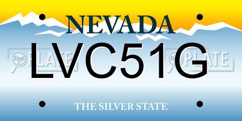 LVC51G Nevada License Plate